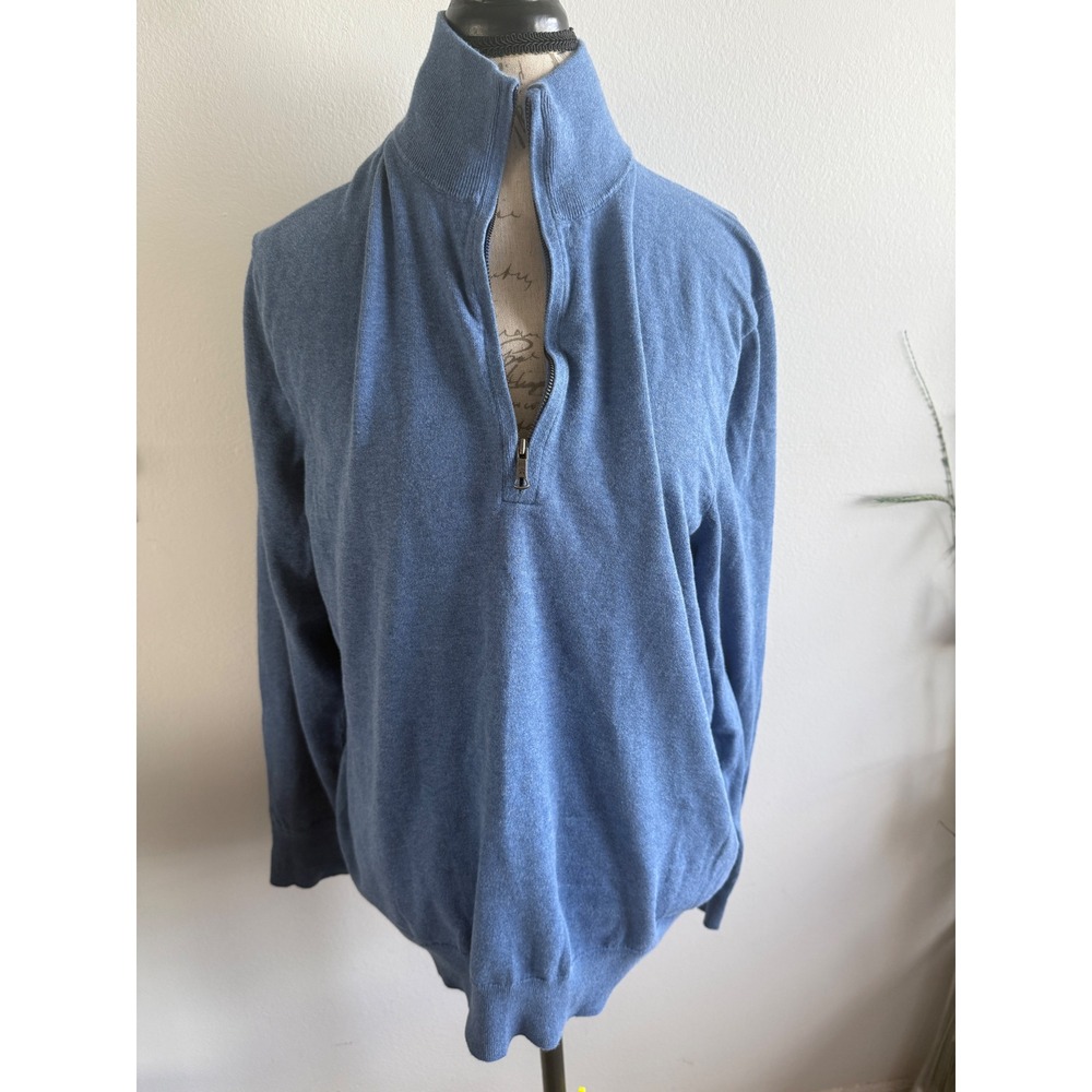 Brooks Brothers Men's‎ XL Blue Cotton 1/4 Zip Pullover Sweater
